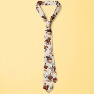 Cream Equestrian Print Men’s Tie